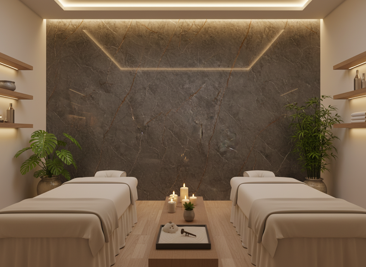 PVC Wandpaneel Dunkelgrau Marmoroptik 280 × 122 cm – Kupferadern Design