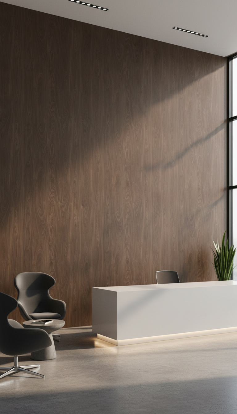 PVC Wandpaneel Nussbaum Holzoptik 280 × 122 cm – Wasserdicht & Fugenlos