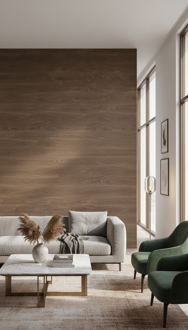 PVC Wandpaneel Nussbaum Holzoptik 280 × 122 cm – Wasserdicht & Fugenlos