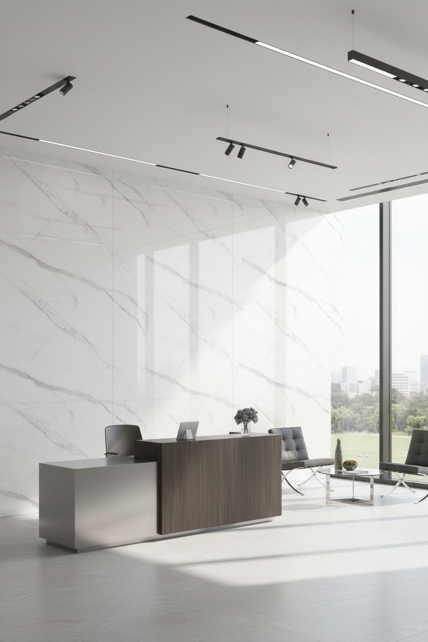 PVC Wandpaneel Weiß Calacatta 280×122 cm – Marmoroptik