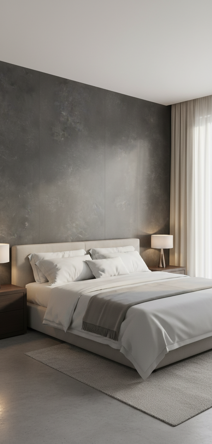 Concrete Dark SPC vægpanel 280 x 122 cm – Mørkt betonlook, moderne & vandtæt