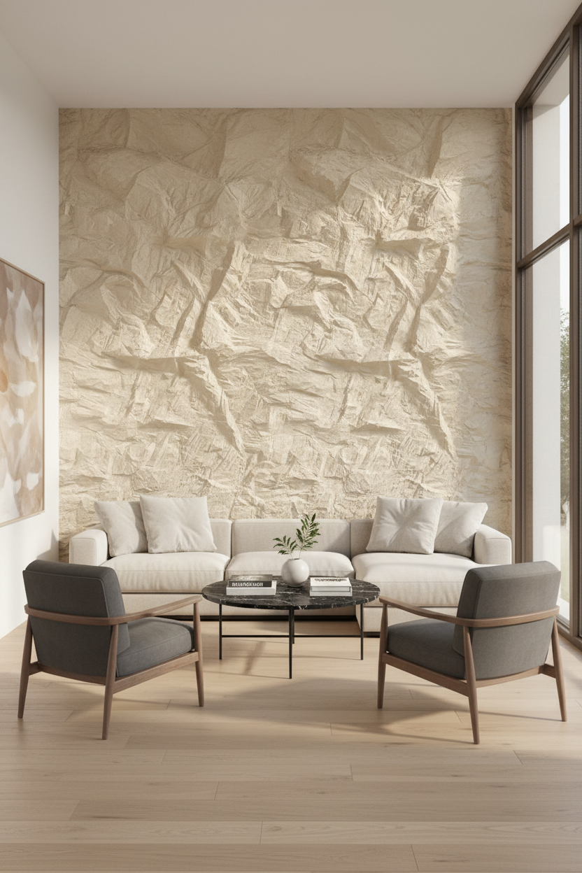 Stenlook beige | Dekorativ vægbeklædning med sandsteineffekt | 60x290 cm