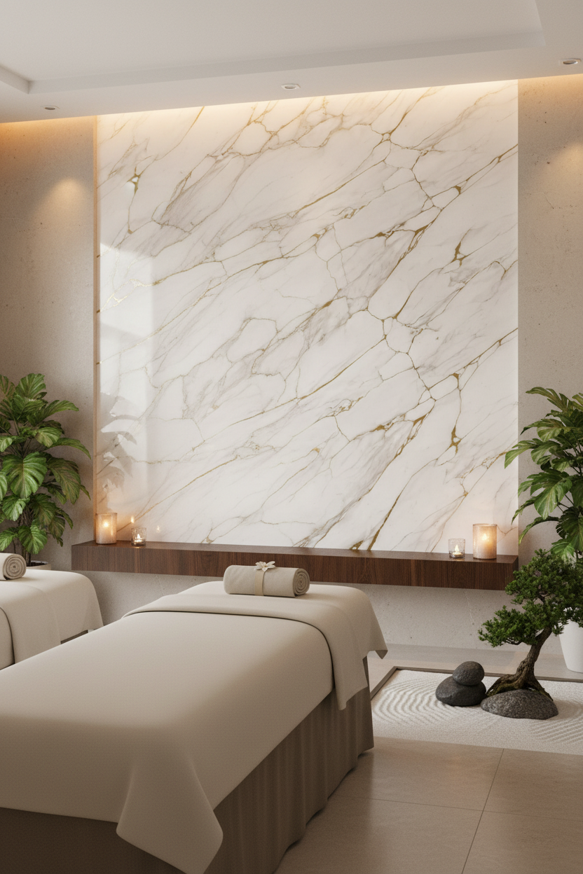 Luna Gold PVC Wall Panel 280 x 122 cm – White Marble Look with Gold Veins, Elegant & Waterproof