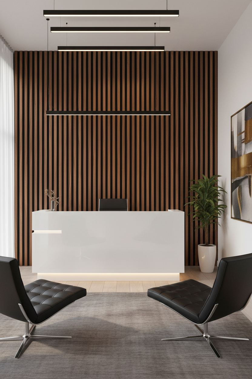 Walnuss Akustik Wandpaneel 275 × 60 cm – Holzoptik Wandverkleidung mit Schallabsorption