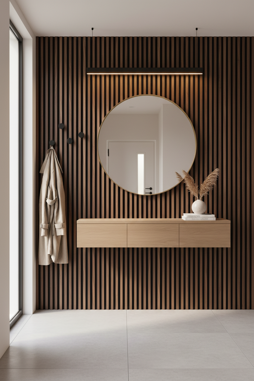 Akustický stěnový panel ořech 275 × 60 cm – Dřevěný vzhled s pohlcováním zvuku