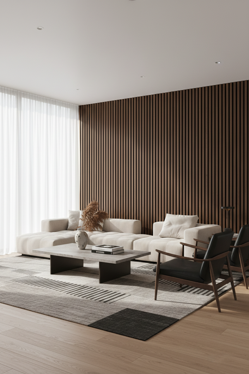 Akustický stěnový panel ořech 275 × 60 cm – Dřevěný vzhled s pohlcováním zvuku
