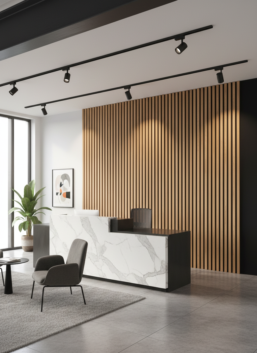 Akustikpanel Pesan Brun 275 x 60 cm – Varm egetrælook & lydabsorberende