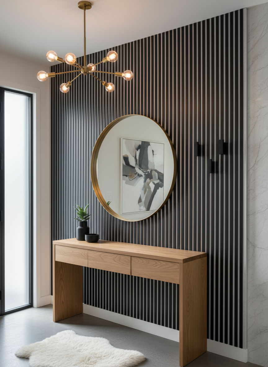 Akustikpanel Black White 275 x 60 cm – Sort hvid, Moderne & lydabsorberende