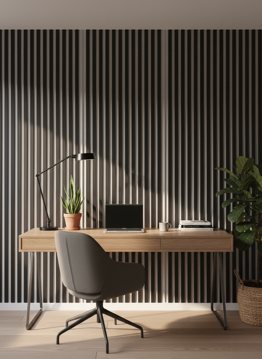 Akustikpanel Black White 275 x 60 cm – Sort hvid, Moderne & lydabsorberende