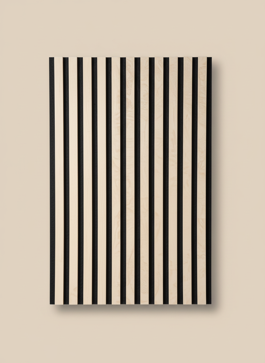 Akustikpanel Soft Grey 275 x 60 cm – Soft Grey sort, Moderne & lydabsorberende