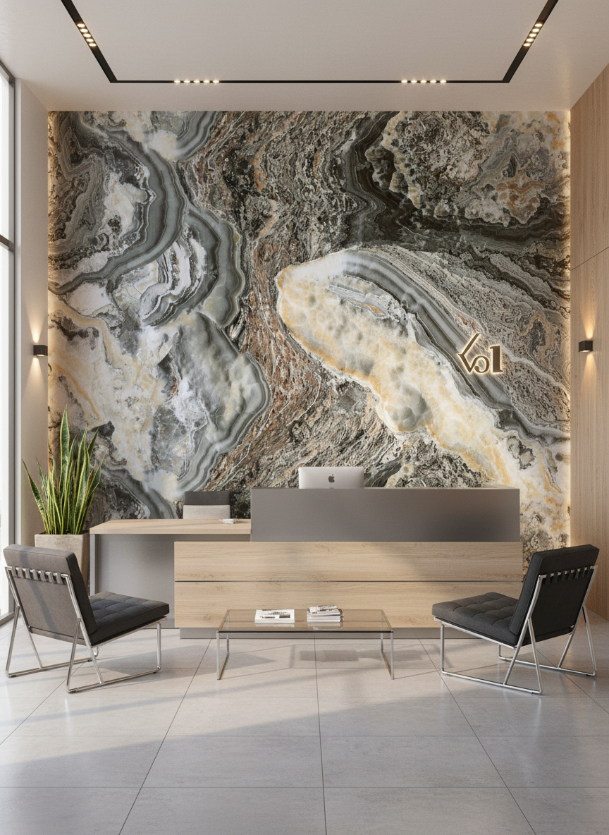 Onyx Green PVC panel ścienny 280 x 122 cm – Imitacja onyksu, Elegancki i wodoodporny