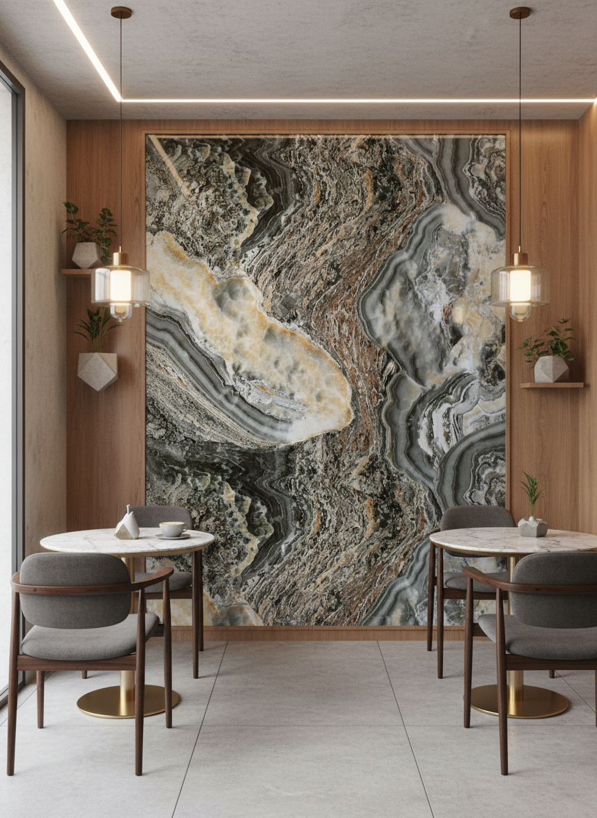 Onyx Green PVC panel ścienny 280 x 122 cm – Imitacja onyksu, Elegancki i wodoodporny