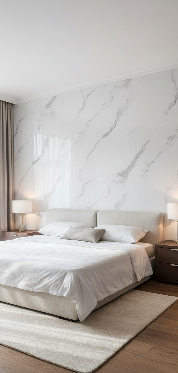 Panele ścienne PVC Calacatta Wind 260 x 122 cm – szlachetny biały marmur