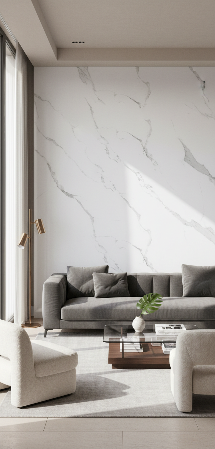 Panele ścienne PVC Calacatta Wind 260 x 122 cm – szlachetny biały marmur