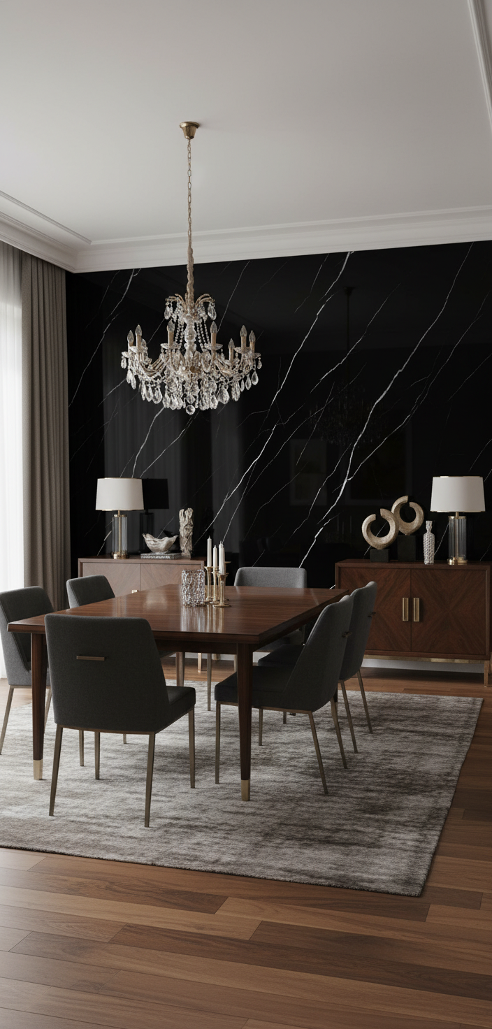 Panele ścienne PVC Night 260 x 122 cm – czarna marmurowa optyka z delikatnymi białymi żyłkami