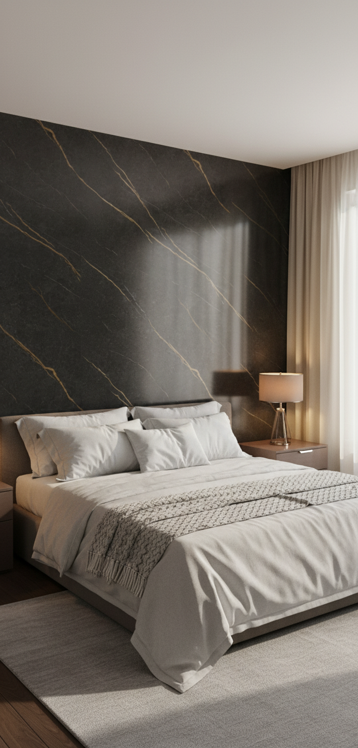 Nero Gold PVC-vægpanel 260 x 122 cm – Sort marmorlook med gyldne årer
