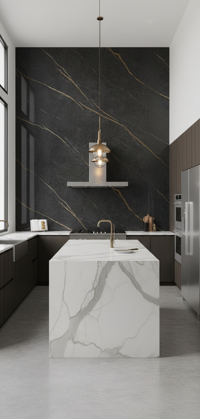 Nero Gold PVC-vægpanel 260 x 122 cm – Sort marmorlook med gyldne årer