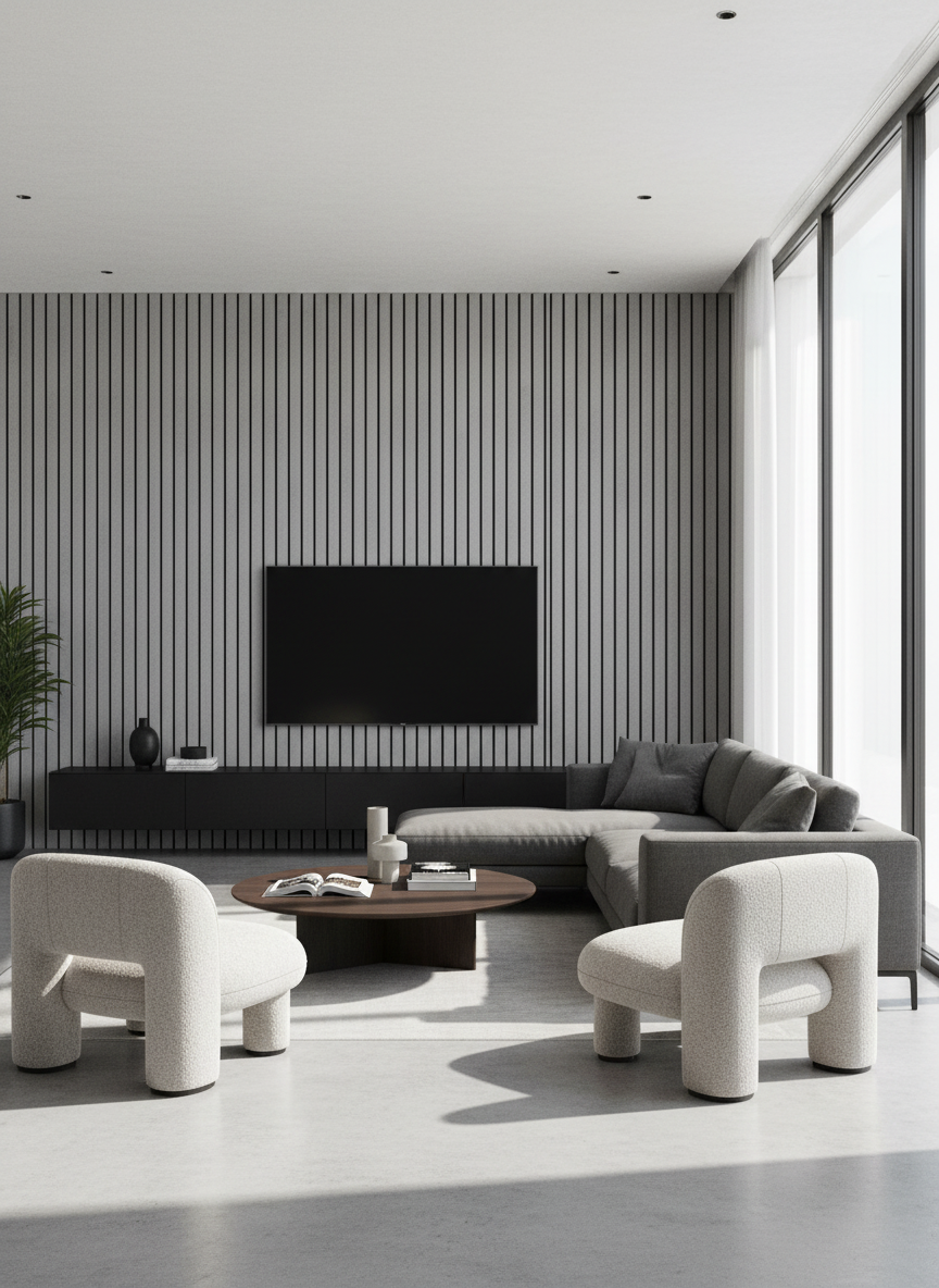 Akustikpanel Loft Dark Stone 275 x 60 cm – Mørkt stenlook & lydisolerende