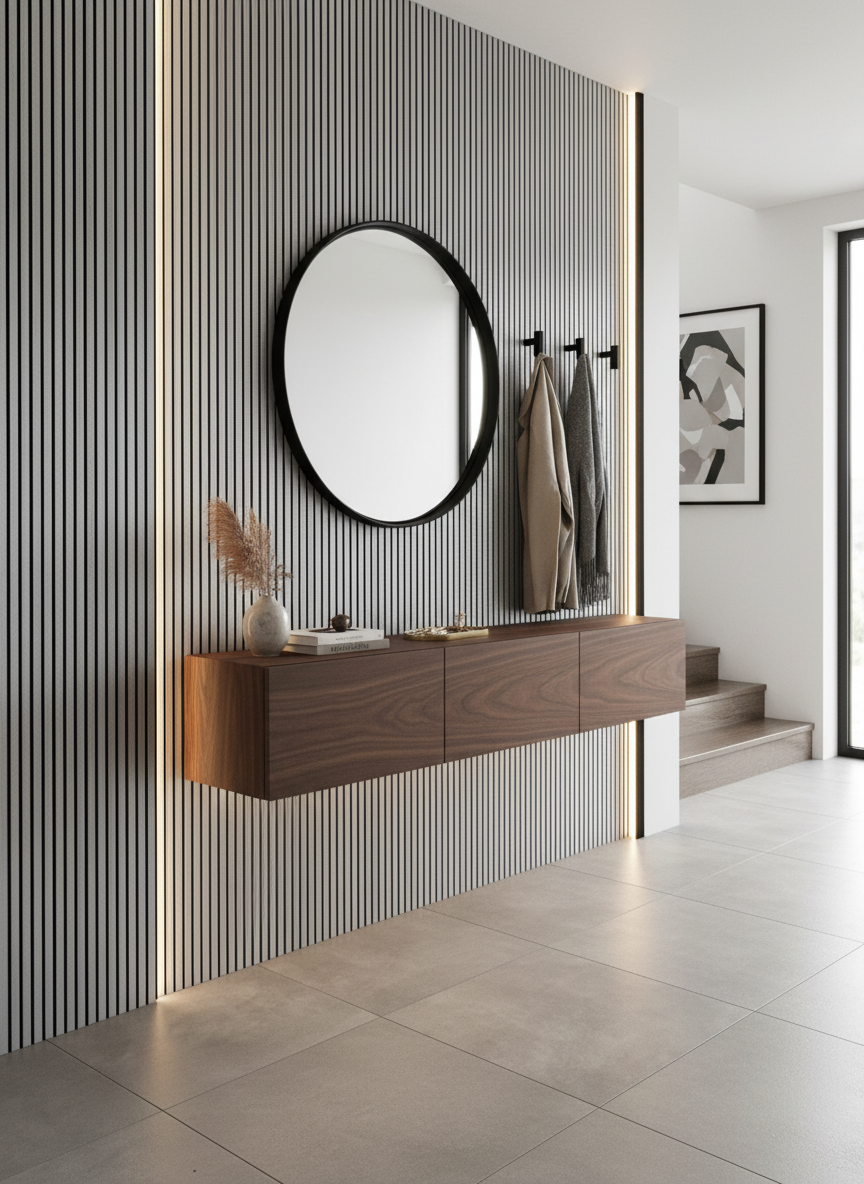 Akustikpaneel Metallic Grey 275 x 60 cm – Metallic Grey Weiß, Modern & Schalldämmend