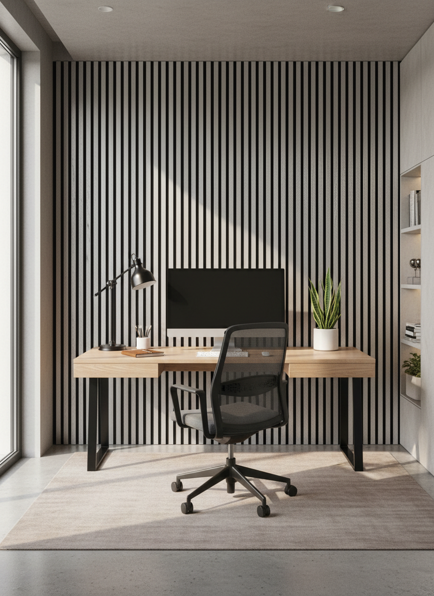 Akustikpaneel Metallic Grey 275 x 60 cm – Metallic Grey Weiß, Modern & Schalldämmend