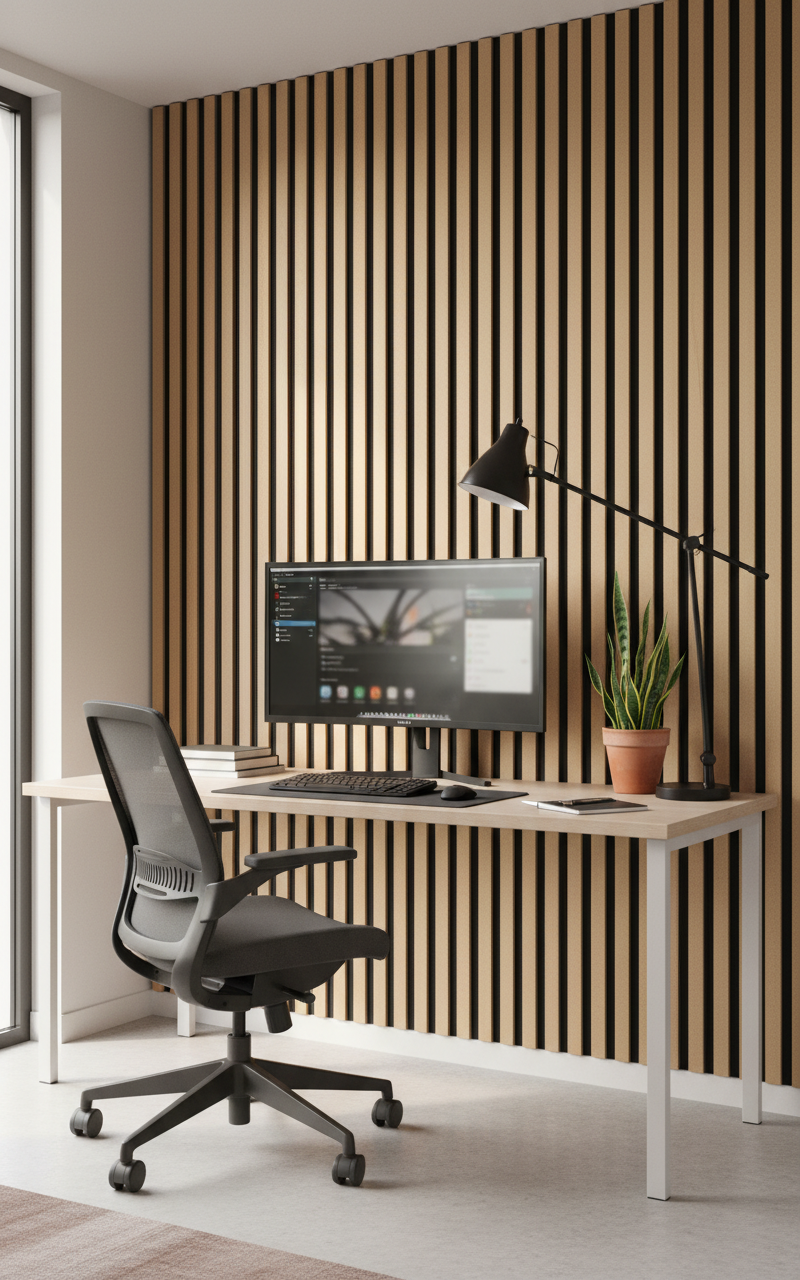 Akustikpanel Bronze Sort 276 x 60 cm – Bronzetonet Trælook & Lydabsorberende