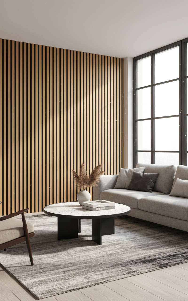 Akustikpanel Bronze Sort 276 x 60 cm – Bronzetonet Trælook & Lydabsorberende
