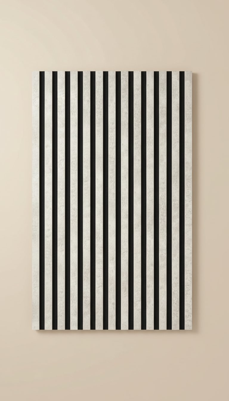 Akustikpaneel Chicago 275 x 60 cm – Helle Steinoptik Schwarz, Modern & Schalldämmend