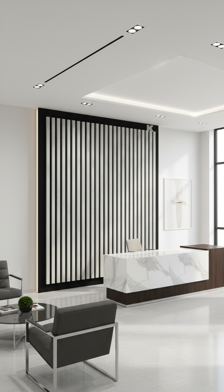 Akustikpaneel Beton Light 275 x 60 cm – Helle Betonoptik Schwarz, Modern & Schalldämmend