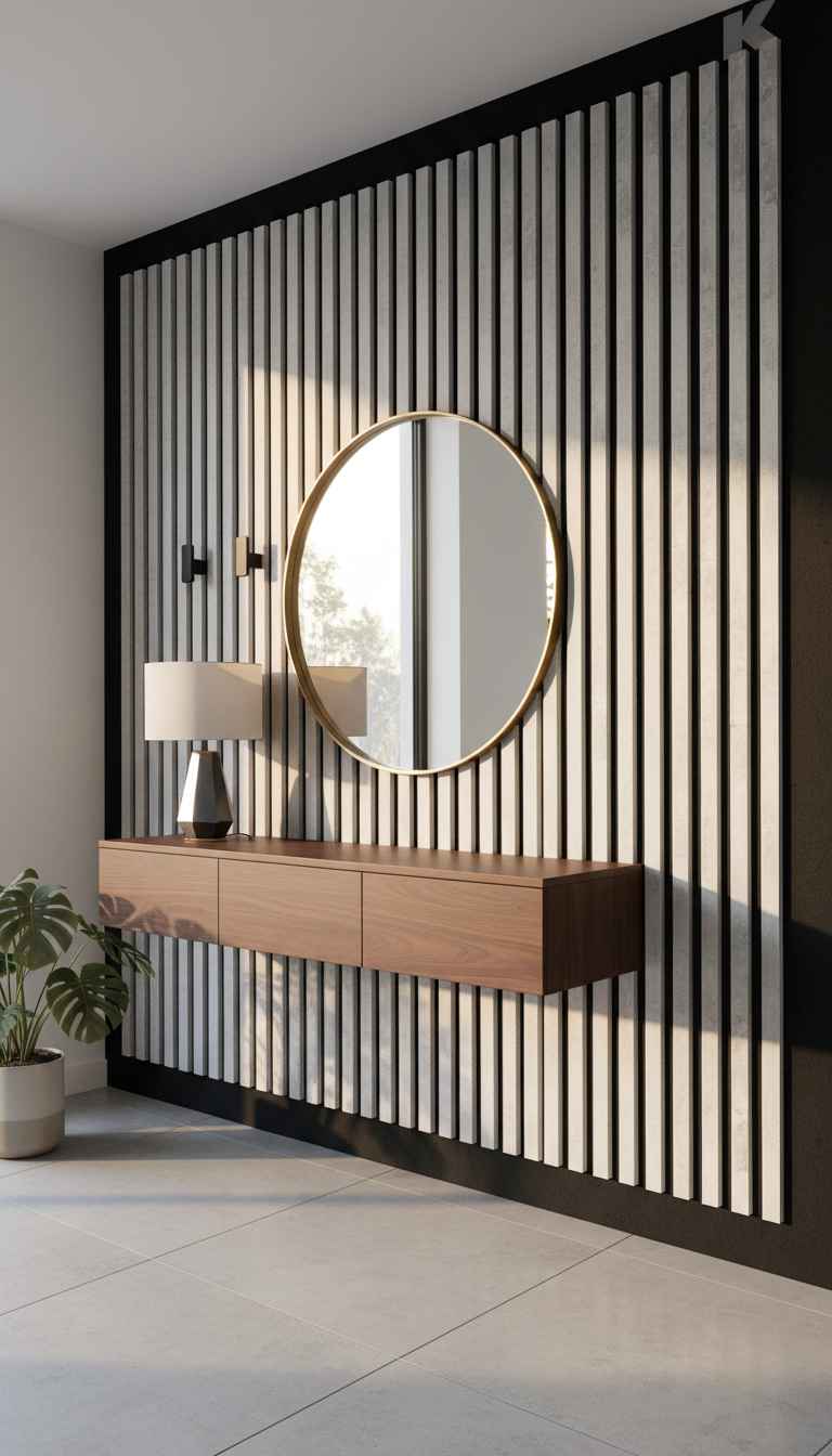 Akustikpaneel Beton Light 275 x 60 cm – Helle Betonoptik Schwarz, Modern & Schalldämmend
