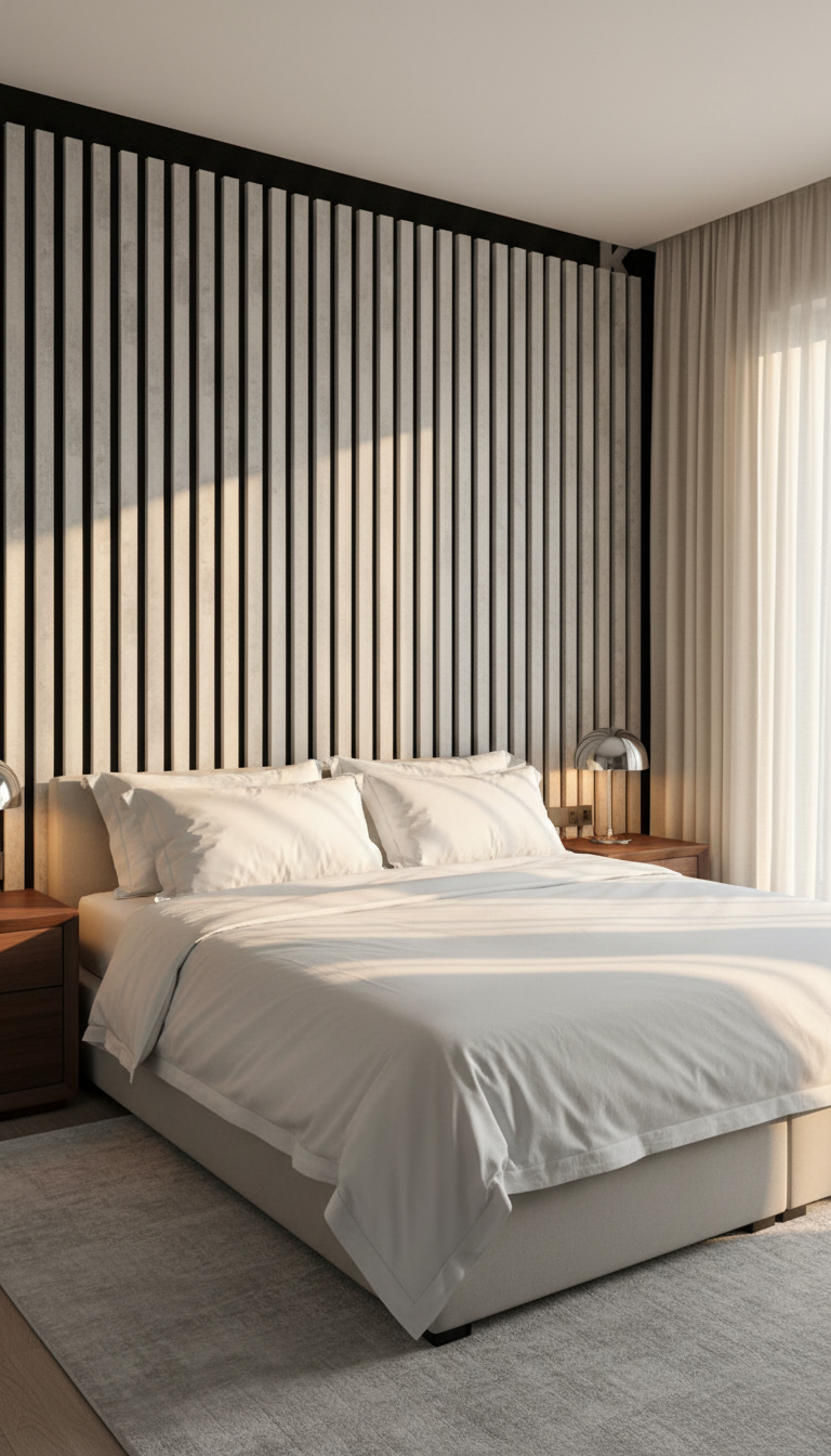 Akustikpaneel Beton Light 275 x 60 cm – Helle Betonoptik Schwarz, Modern & Schalldämmend
