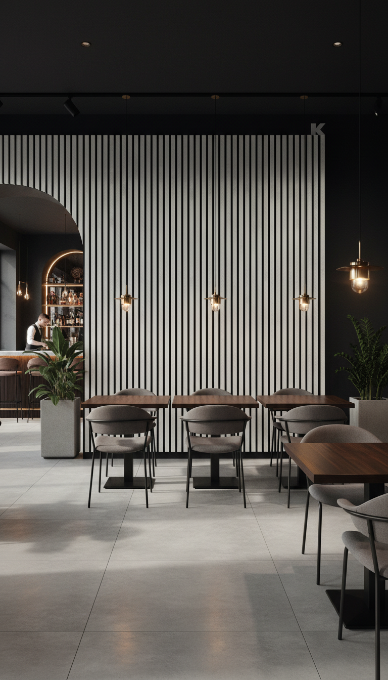 Akustikpaneel Beton Light 275 x 60 cm – Helle Betonoptik Schwarz, Modern & Schalldämmend
