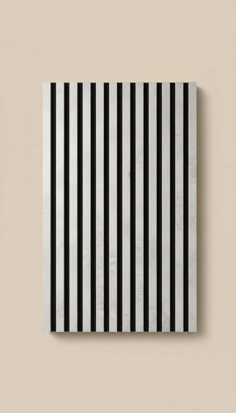 Akustikpaneel Beton Light 275 x 60 cm – Helle Betonoptik Schwarz, Modern & Schalldämmend