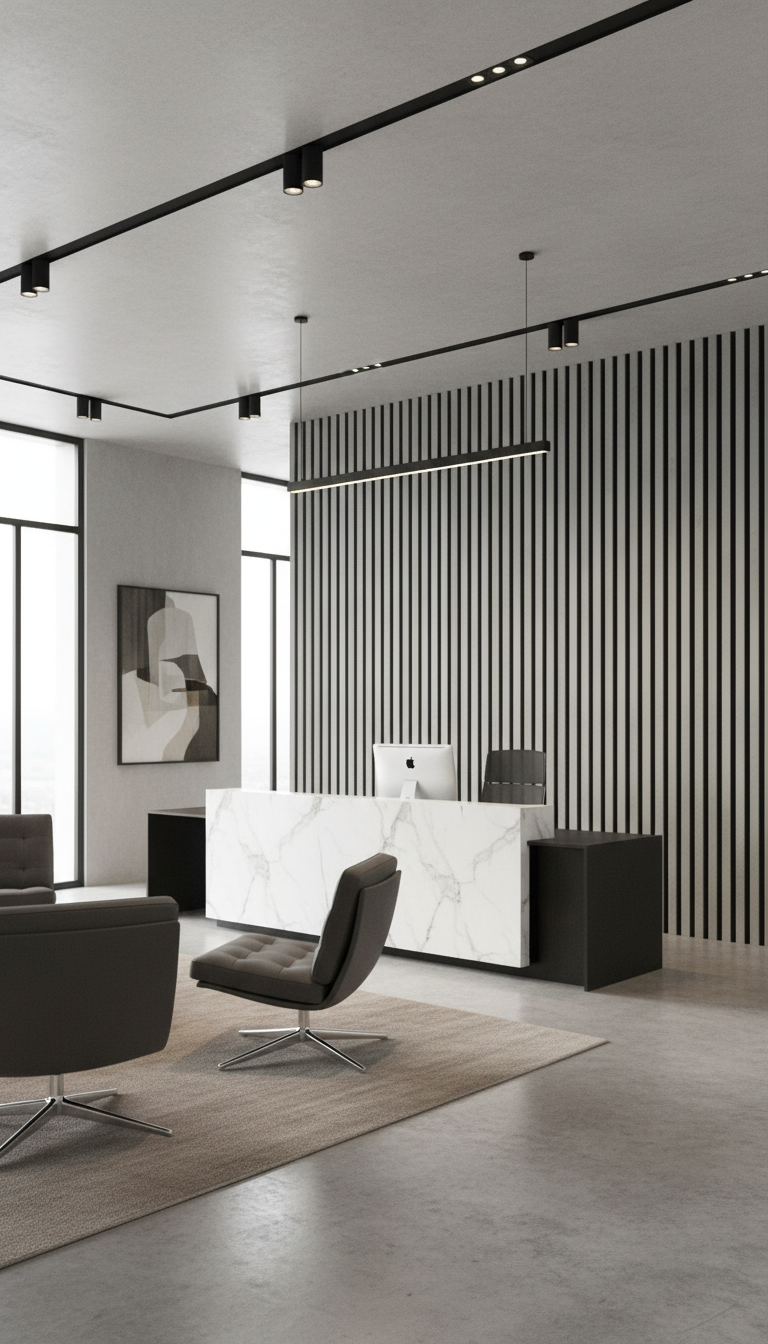 Akustikpaneel Betonoptik 275 x 60 cm – Graue Betonoptik Schwarz, Modern & Schalldämmend