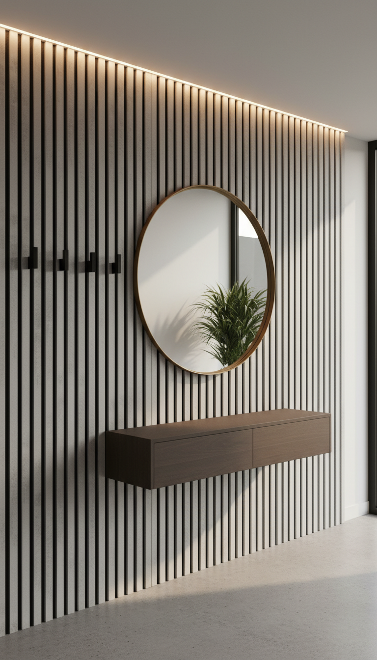 Akustikpaneel Betonoptik 275 x 60 cm – Graue Betonoptik Schwarz, Modern & Schalldämmend