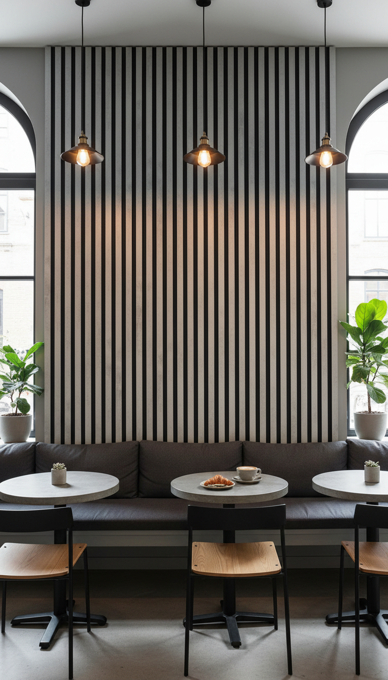 Akustikpaneel Betonoptik 275 x 60 cm – Graue Betonoptik Schwarz, Modern & Schalldämmend
