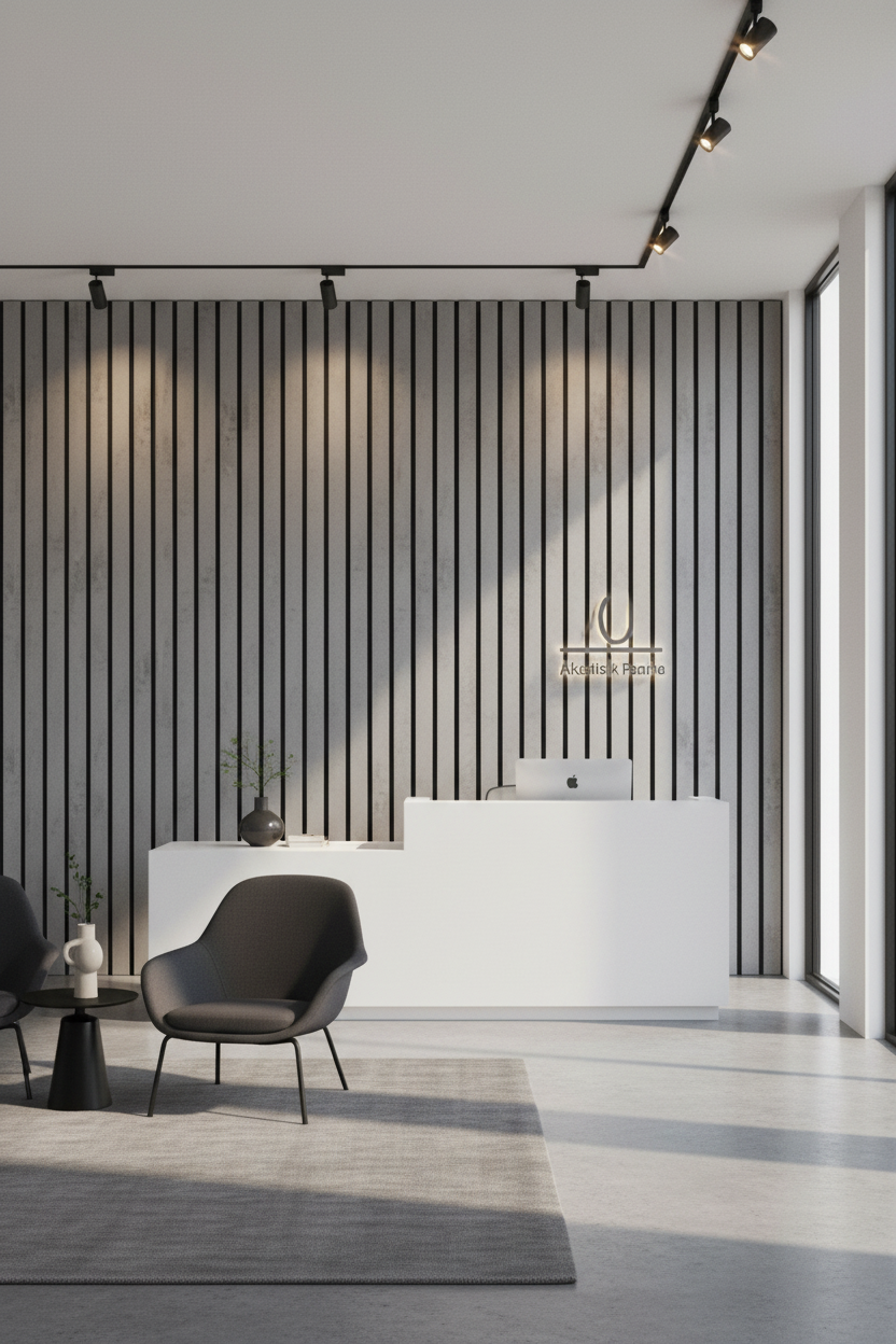 Akustikpaneel Loft Grey 275 x 60 cm – Graue Steinoptik Schwarz, Modern & Schalldämmend