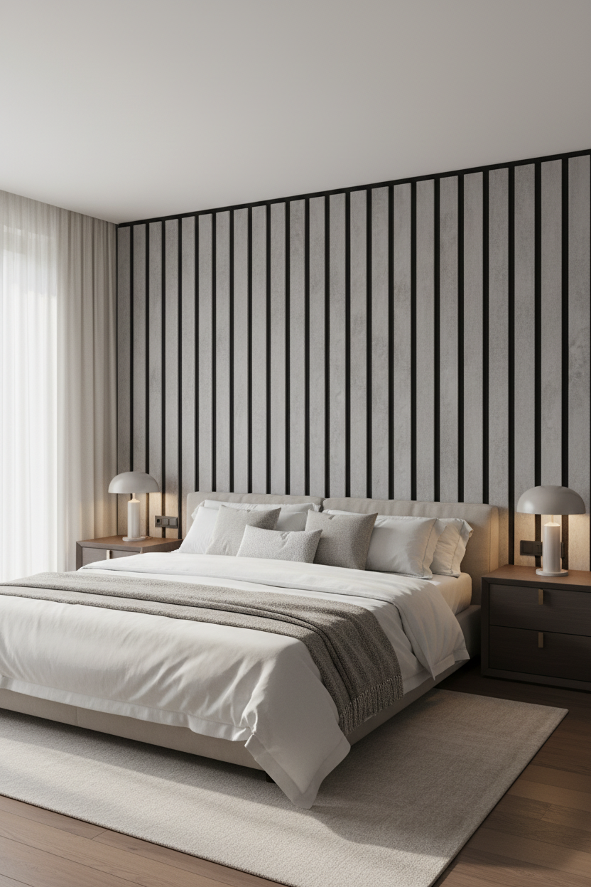 Akustikpaneel Loft Grey 275 x 60 cm – Graue Steinoptik Schwarz, Modern & Schalldämmend
