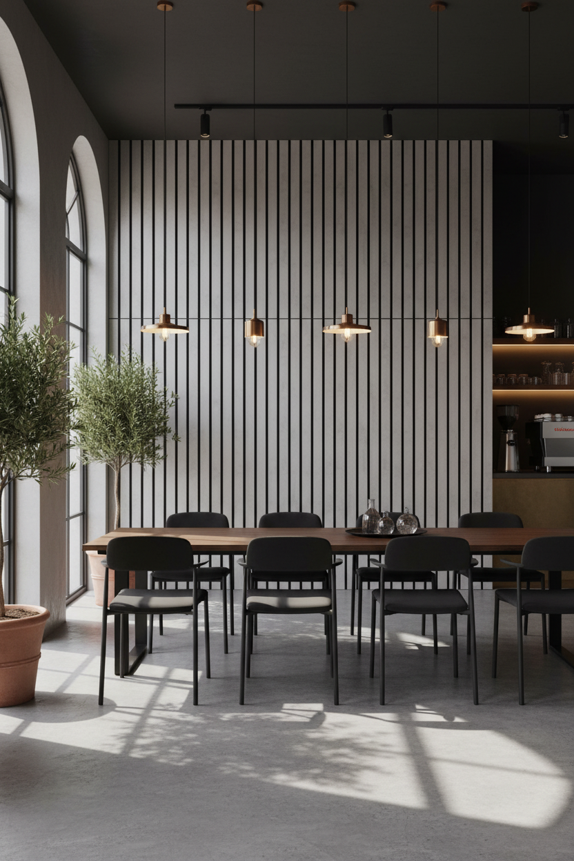Akustikpaneel Loft Grey 275 x 60 cm – Graue Steinoptik Schwarz, Modern & Schalldämmend