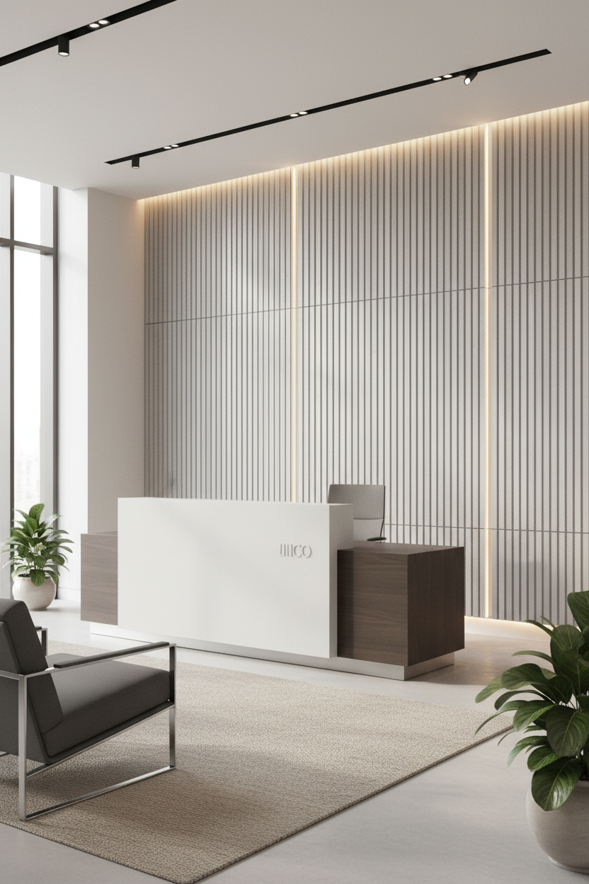 Akustikpaneel Silber Metallic Weiß 275 x 60 cm – Silberoptik Weiß, Modern & Schalldämmend