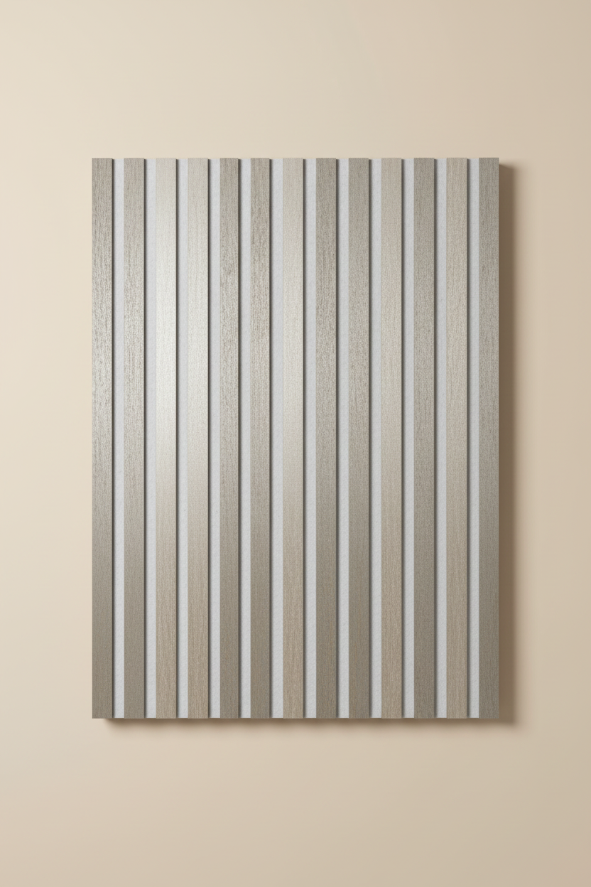 Akustikpaneel Silber Metallic Weiß 275 x 60 cm – Silberoptik Weiß, Modern & Schalldämmend