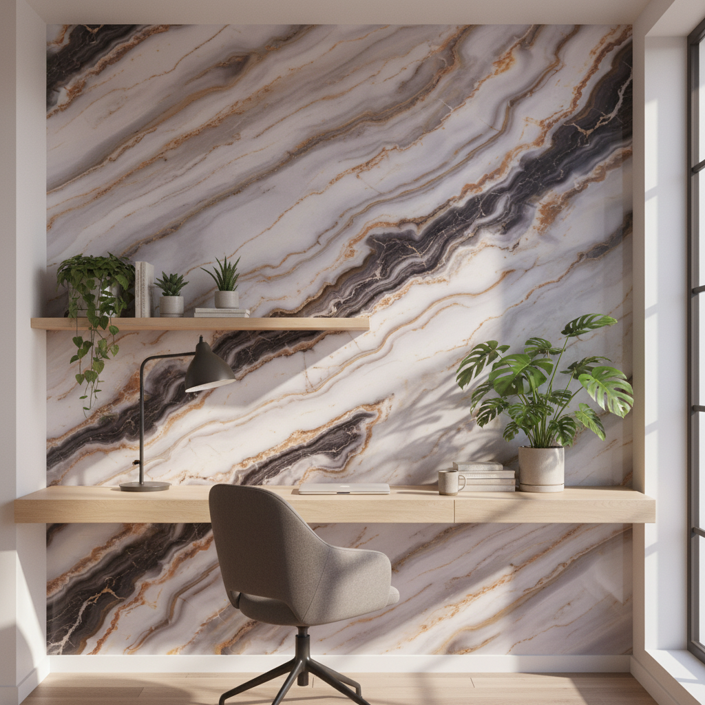 Antik Gold PVC Wandpaneel 260 x 122 cm – Edle Onyx-Steinoptik mit Goldakzenten