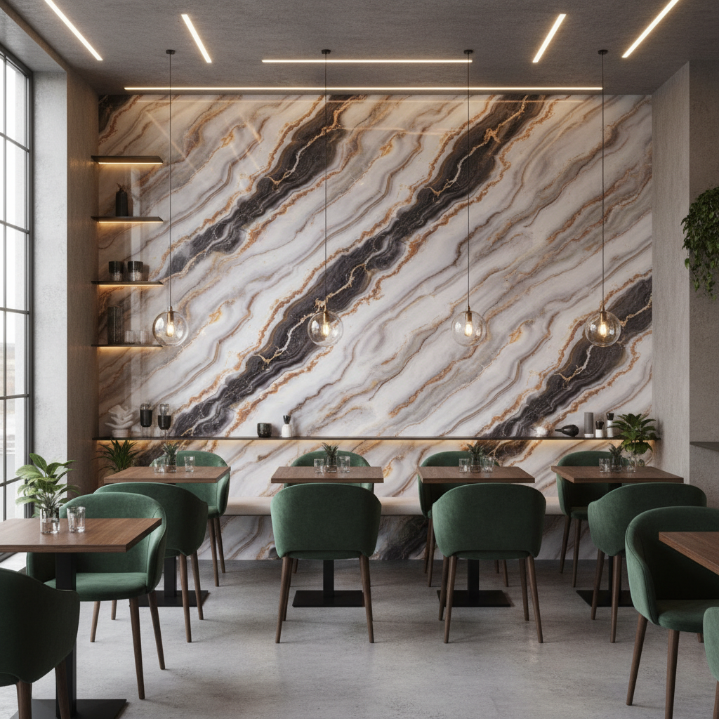 Antik Gold PVC Wandpaneel 260 x 122 cm – Edle Onyx-Steinoptik mit Goldakzenten