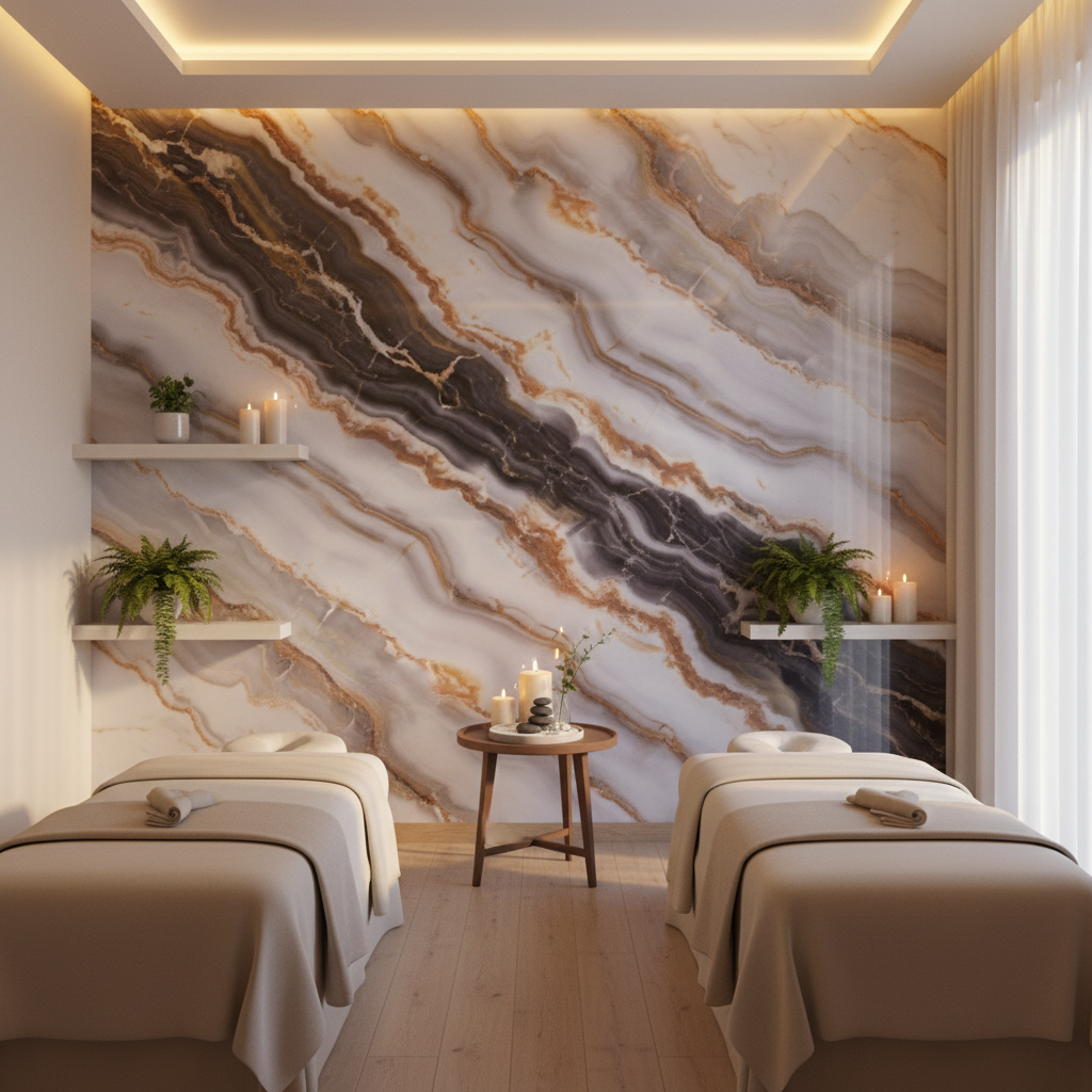 Antik Gold PVC Wandpaneel 260 x 122 cm – Edle Onyx-Steinoptik mit Goldakzenten