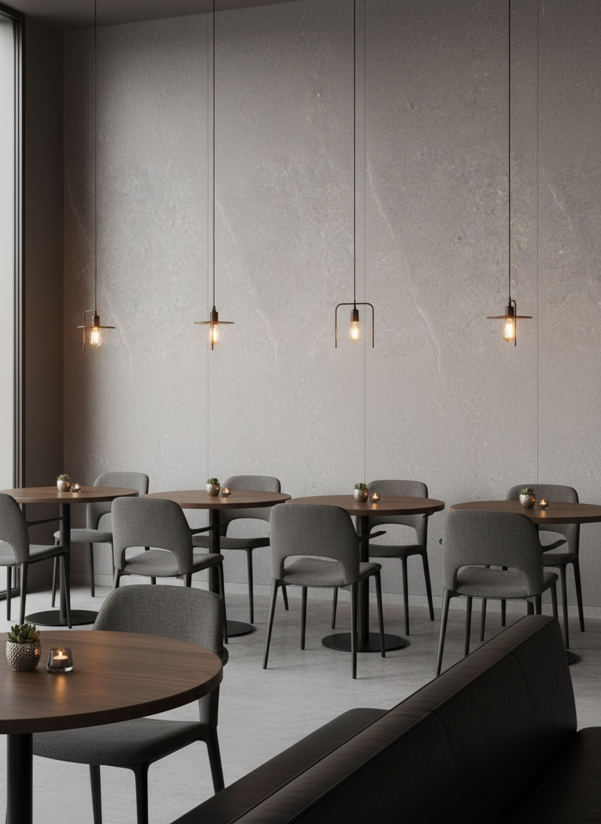 Matis Dark Claris SPC Wall Panel 260 x 122 cm – Dark Gray Stone Look, Modern & Waterproof