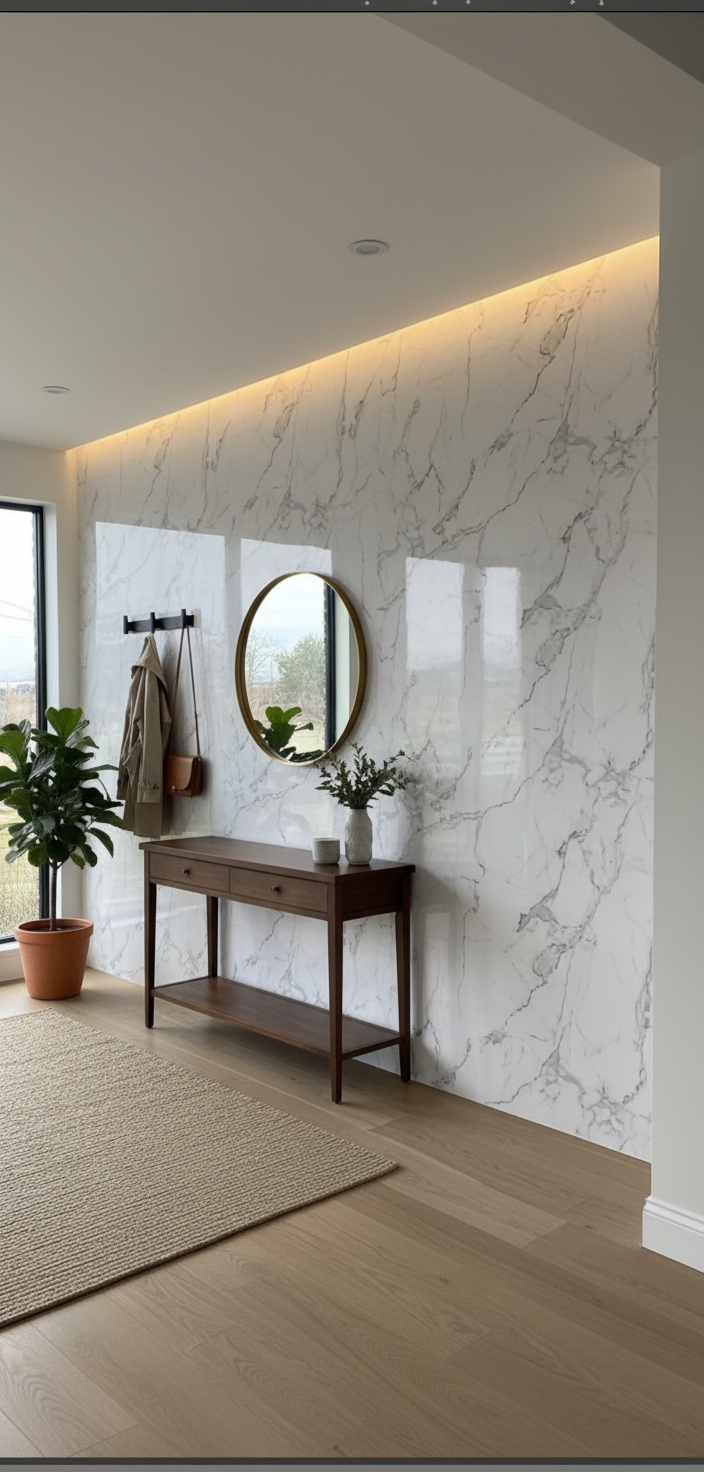 SPC nástěnný panel Carrara Marble 280 x 122 cm – Bílý mramorový vzhled, moderní & voděodolný