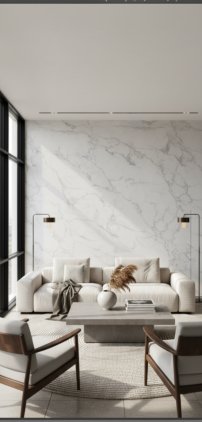 SPC nástěnný panel Carrara Marble 280 x 122 cm – Bílý mramorový vzhled, moderní & voděodolný