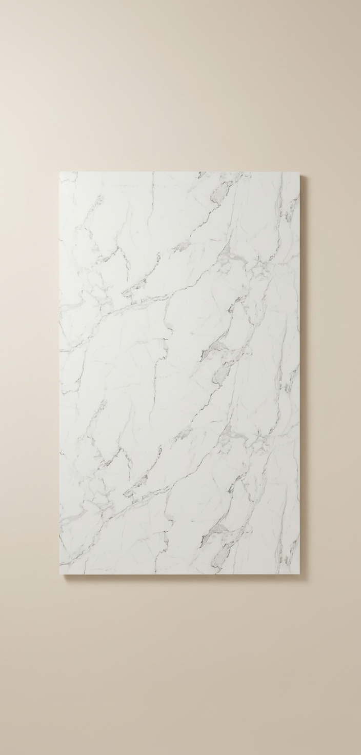 Carrara Marble SPC vægpanel 280 x 122 cm – Hvidt marmorlook, moderne & vandtæt