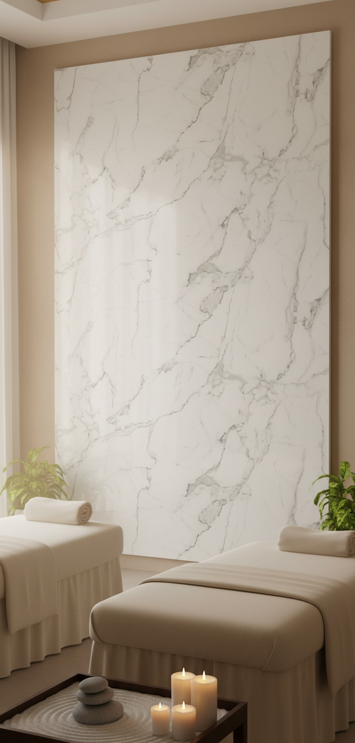 SPC nástěnný panel Carrara Marble 280 x 122 cm – Bílý mramorový vzhled, moderní & voděodolný