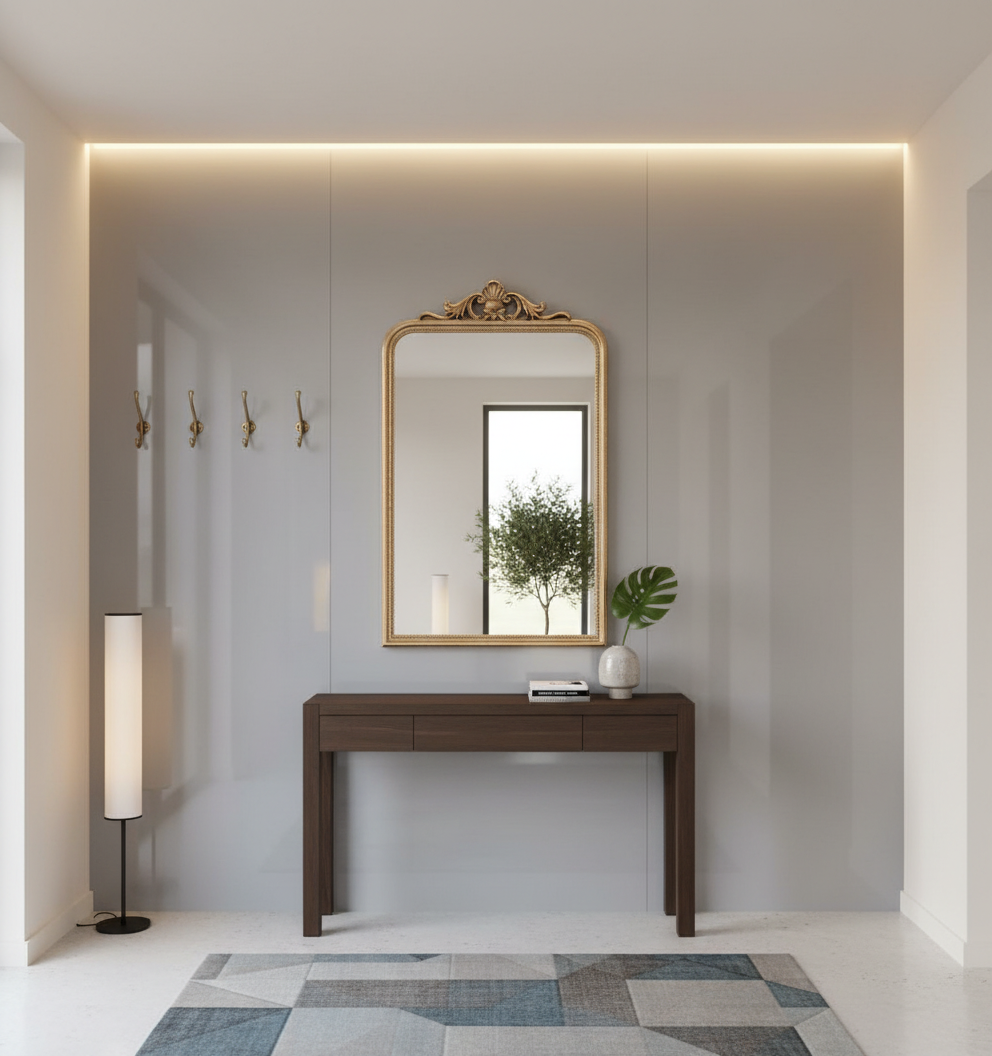 Alu Metallic Gray PVC Wandpaneel 260 x 122 cm – Hochglanz in Metallic-Grau, Modern & Elegant