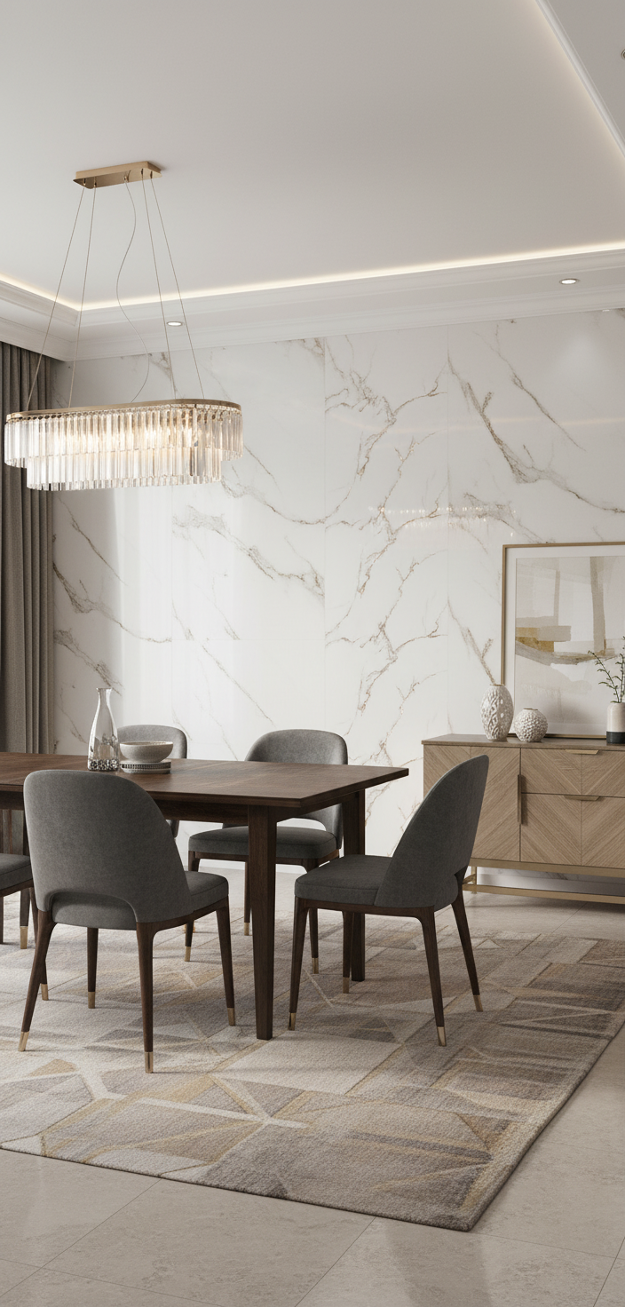 Carrara Pearl PVC Wandpaneel 260 x 122 cm – Weiße Marmoroptik mit feinen Gold- und Grauakzenten